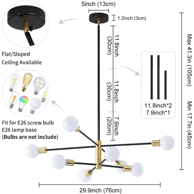 Lopaz 8 - Light LED Sphere Chandelier