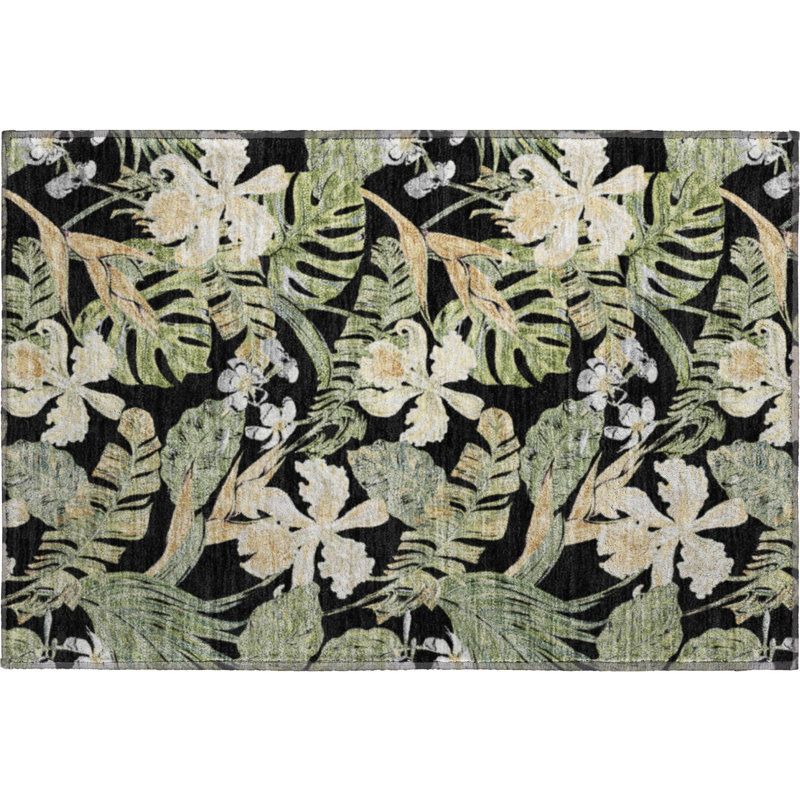 Premium Machine Washable Varroville AMF1708 Floral Rug, Rectangle 1'8" x 2'6"