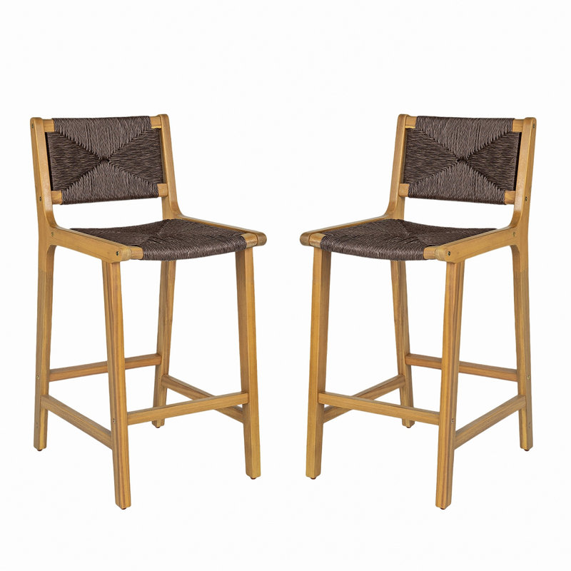 Tabouret de bar d'extérieur en bois d'acacia - Teck