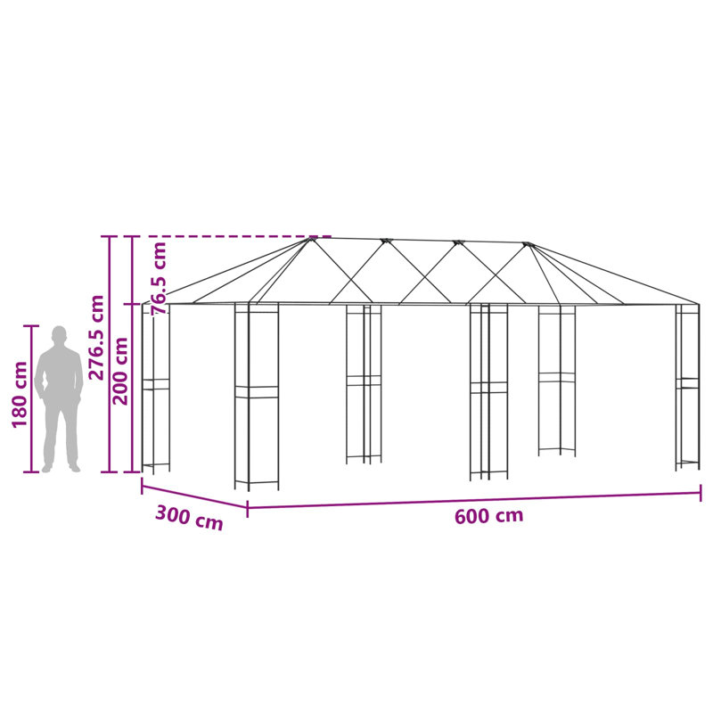 VidaXL, 276.5cm H x 600cm W x 300cm D, Khaki