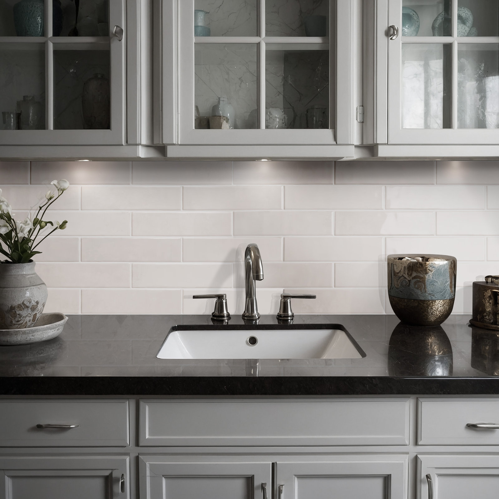 Renzo Glossy Ceramic Subway Wall Tile, Dove
