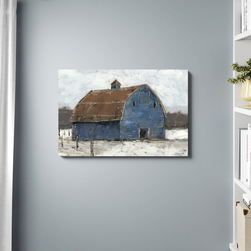 " Blue Barn I " by Ethan Harper, 24" H x 36" W, Wrapped Canvas, No Frame