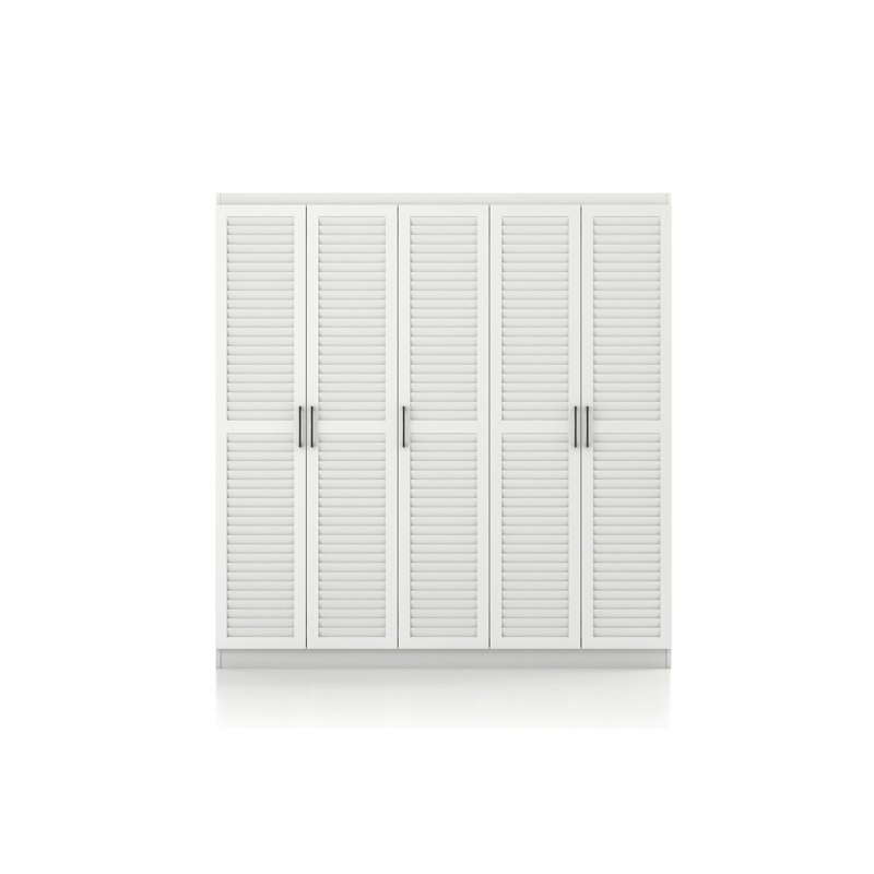 Nebras 5 Door Solid + Manufactured Wood Wardrobe