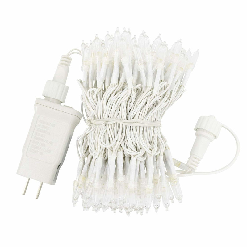 ProductWorks Indoor/Outdoor 300 LED-Mini Bulbs String Light Set with 8-Light Modes and Cord Reel, Cool White, 60ft