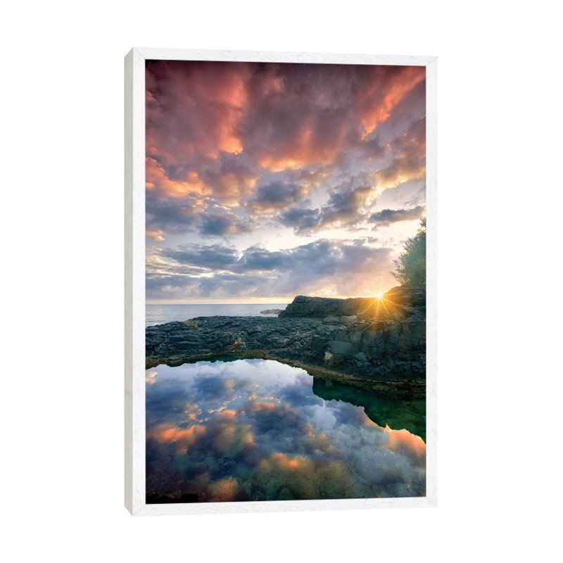 Kauai Sunrise 1 Piece Wall Art on Canvas, 101.6cm H x 66.04cm W x 3.81cm D, White Framed