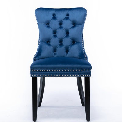 Mobilier de salle à manger en velours bleu, rembourrage en mousse Sw2001bl, chaises rembourrées de style élégant, pieds en bois massif, apparence