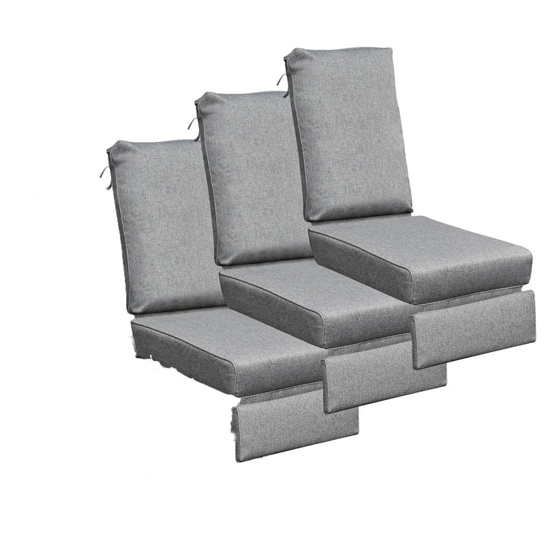 Outdoor 5.5'' Chaise Lounge Seat / Back Cushion(Set Of 3), Gray