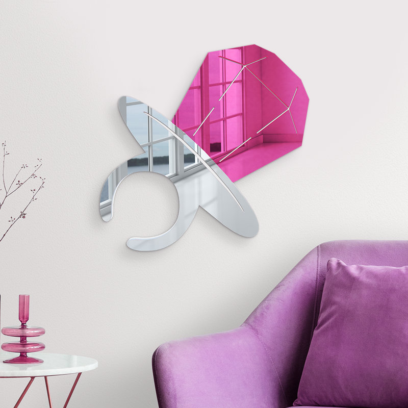 Candy Ring Lollipop Mirrored Wall Decor, White/Pink, 18" H x 18" W x 1" D