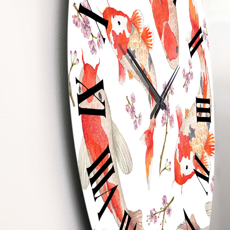 Oriental Rainbow Carps - Patterned Wall Clock, Small