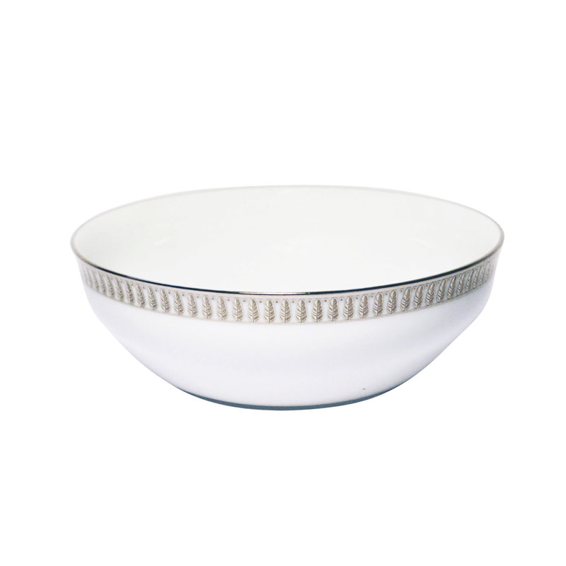 Plumes Porcelain Salad Bowl, Platinum
