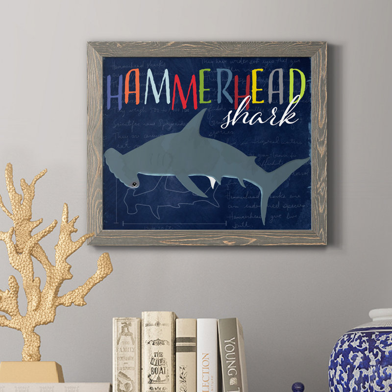" Hammerhead Shark " Painting Print, 24" H x 18" W x 1.5" D, Gray
