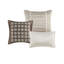 Édredon très grand taupe, charmeuse 7 pièces, facile à repasser, coussins décoratifs de taille plissée, lavable à la machine