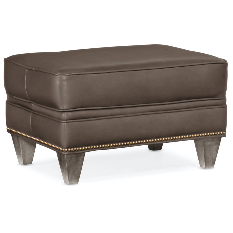 Reddish Ottoman, Stone, French Natural, Aline Fumo Genuine Leather