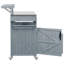 Îlot de cuisine extérieur avec plateau en acier inoxydable, armoire de rangement en bois massif, chariot à roulettes avec tablettes réglables et support à épices, bleu gris-1346016998