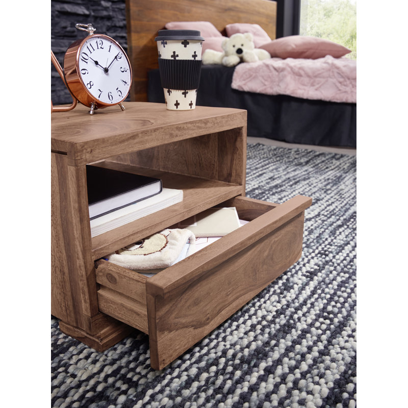 Dragon 40cm W Solid Wood Bedside Table, Acacia