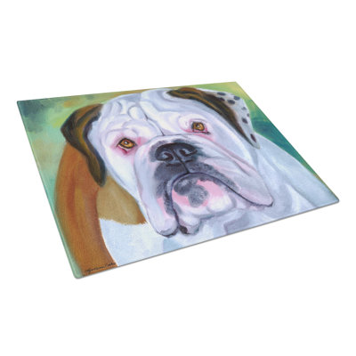 Miss English Bulldog Glass Cutting Board