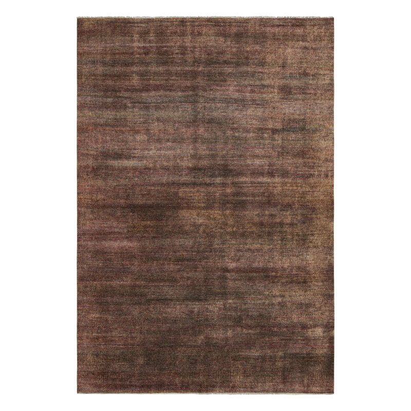 Rug & Kilim’S Textural Rug In Purple Tones And Polychrome Striae, Rectangle 9' x 12'