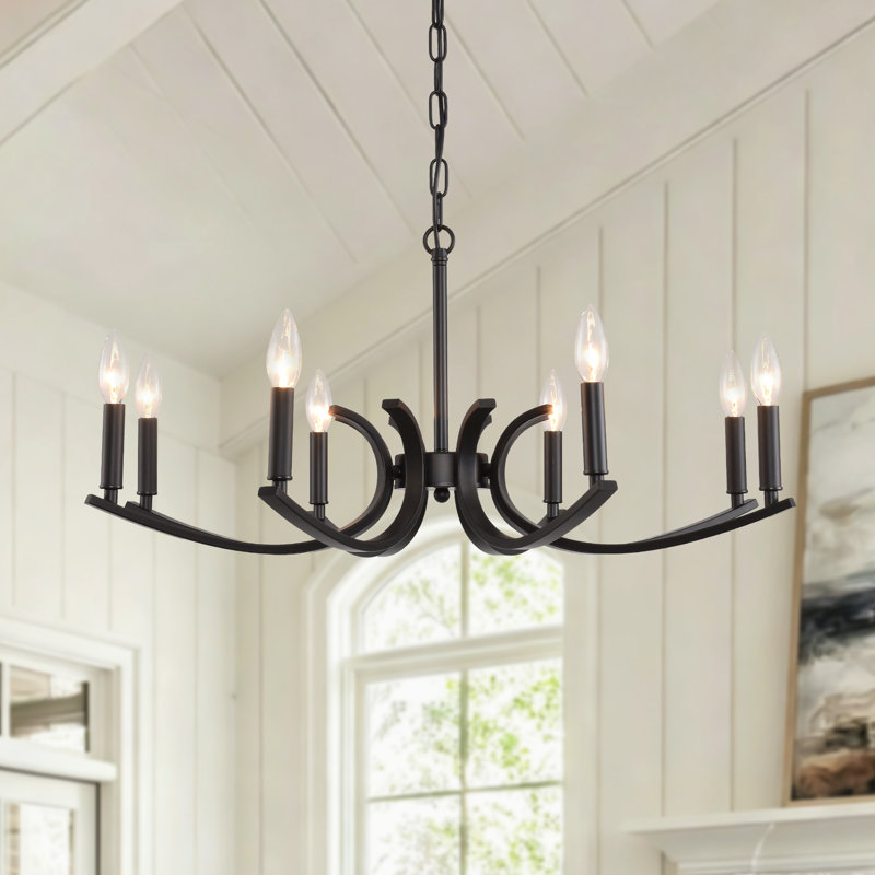 Lustre traditionnel 30 lumières à 8 lumières 30 "avec finition noir mat, 1680 lumens, H 17,6 po x l 29,9 po x P 29,9 po