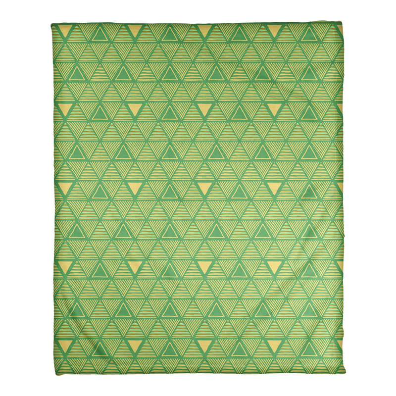 Couverture polairee triangles à la main, l 50 po x L 60 po, Vert / Jaune