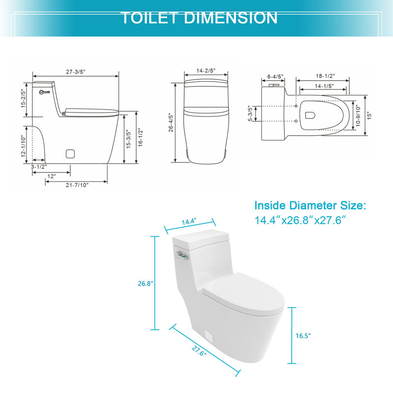 Ceramic One Piece Toilet,Single Flush With Soft Clsoing Seat