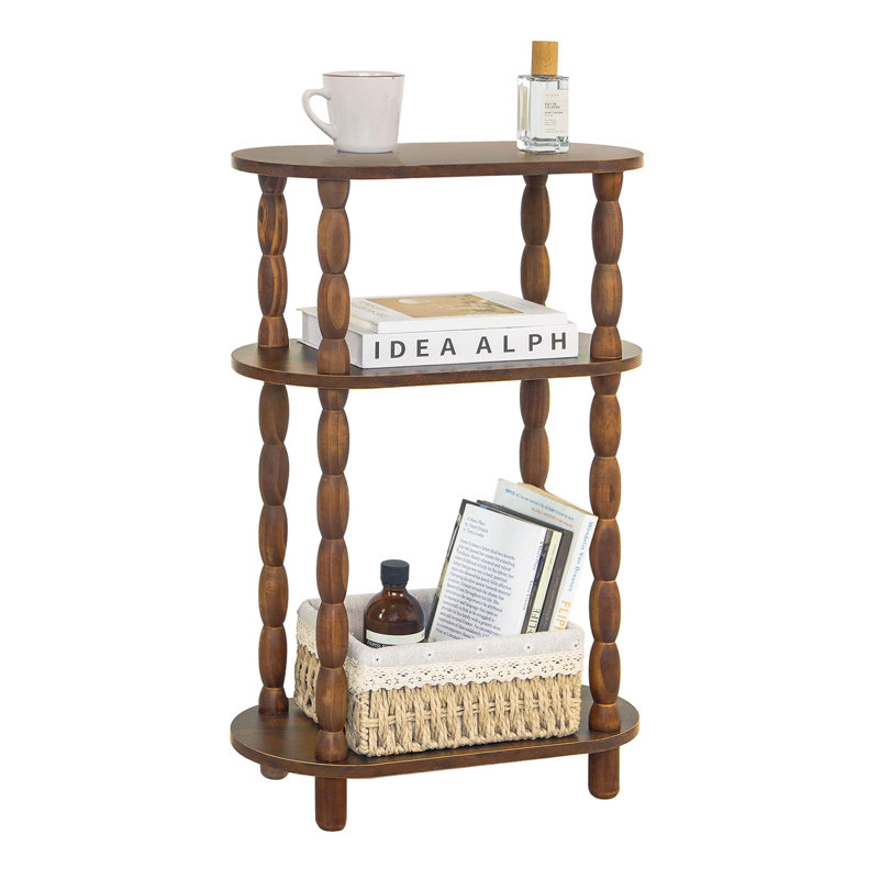3-Tier small narrow-sided table, Rustic Brown