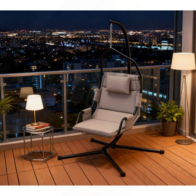 Hanging Swing Chair,Hammock Chair With Stand Andcoating Cushion,With Steel Frame For Indoor And Outdoor