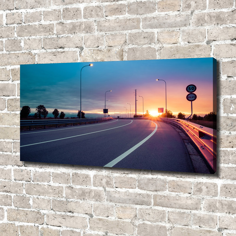Highway - No Frame Print on Glass, 70cm H x 140cm W x 2cm D, Canvas