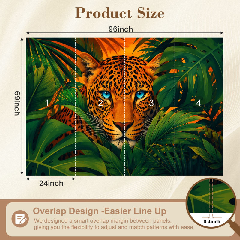 Adhésif mural Majestic Leopard Blue Eyes, L 69 po x l 96 po, Couleur 4