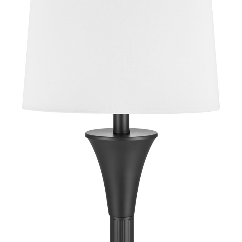 Lampe sur pied en métal 66 po avec abat-jour tambour en tissu, Noir