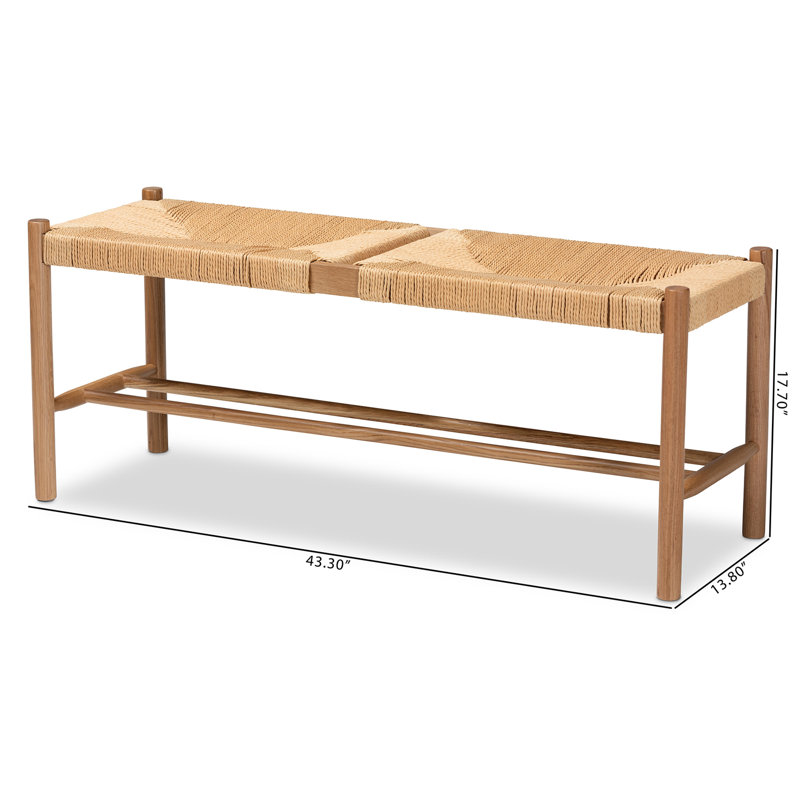 Banc de salle à manger en bois massif Friedlaender, H 17,7 po x l 43,3 po x P 13,8 po