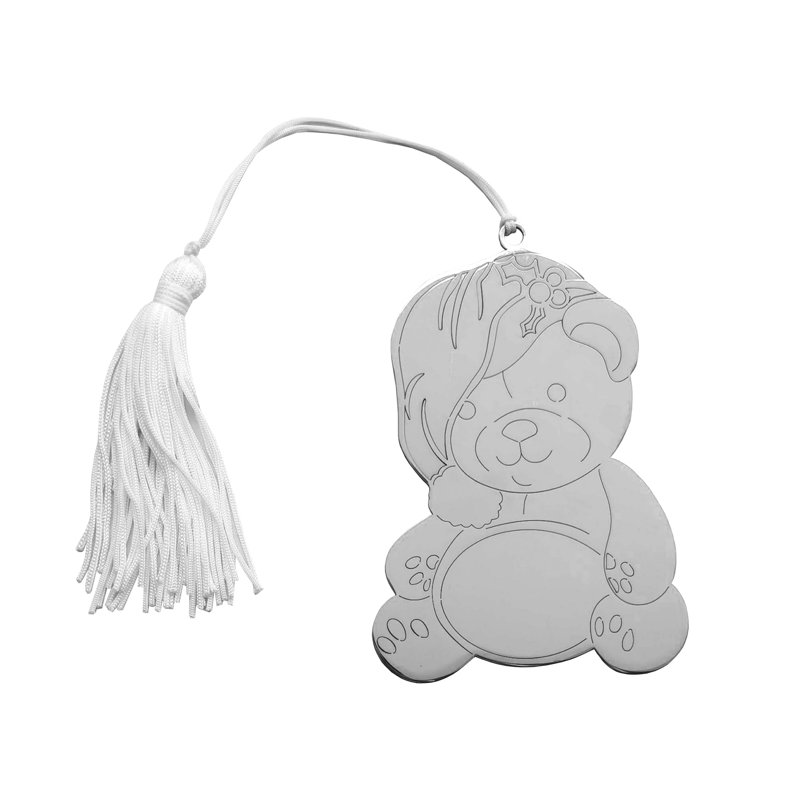 Ornement en forme d'ours en peluche avec pampille blanche