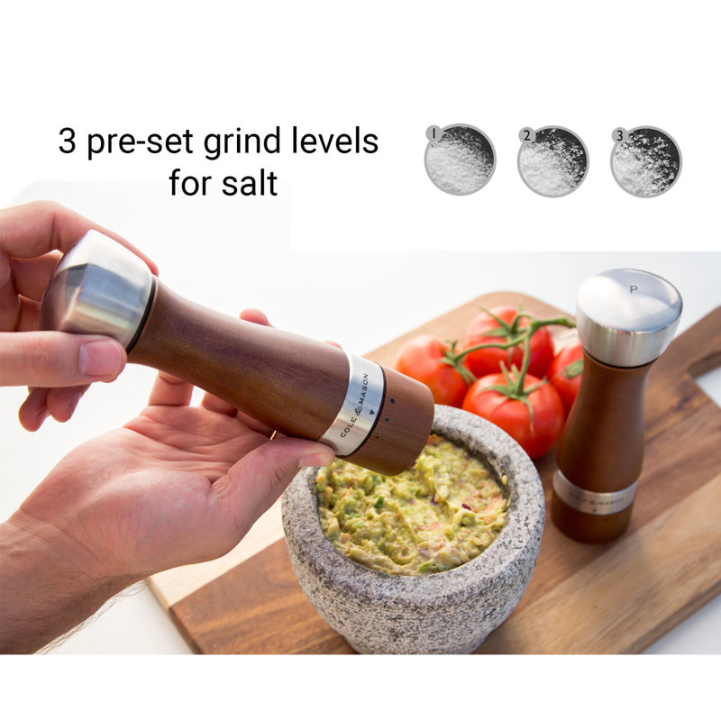 Oldbury Brown Beechwood and Steel Salt and Pepper Grinder Set