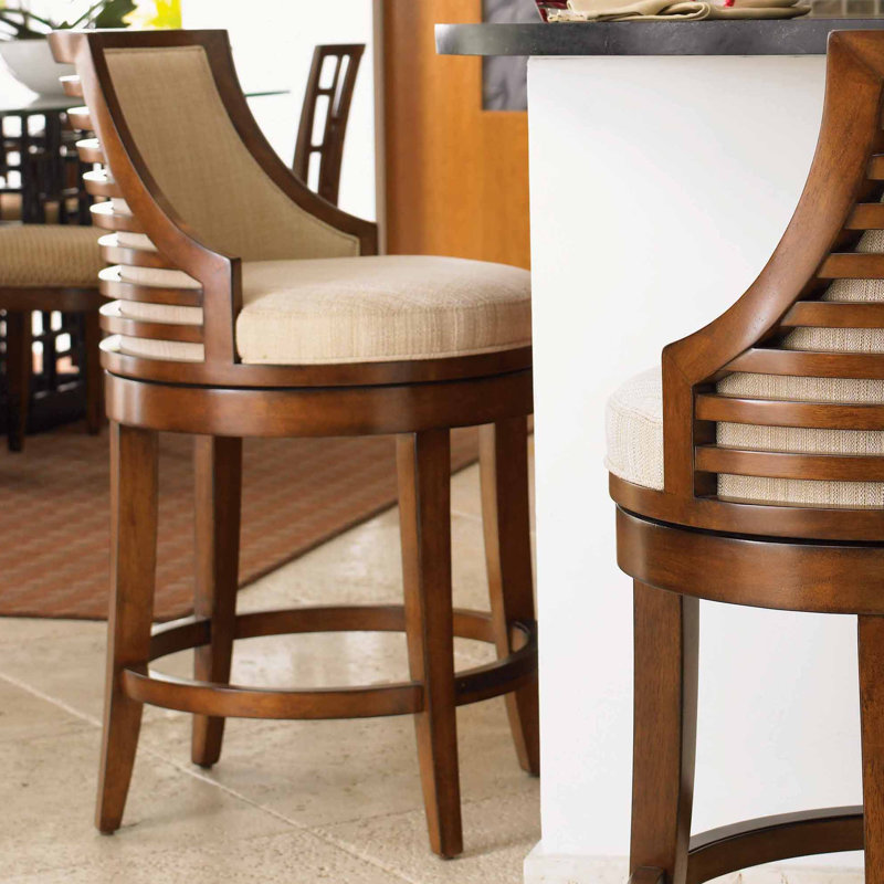 Ocean Club Cabana Swivel Stool, Bar Stool (30" Seat Height), Woven Cream