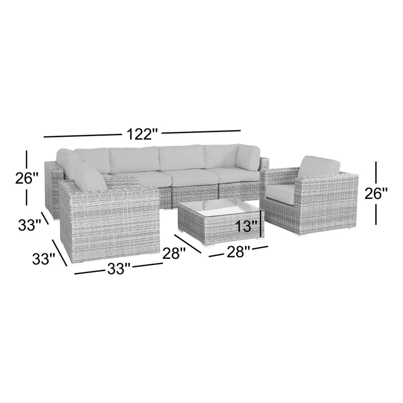 Ensemble de conversation pour terrasse 6 personnes Franke, Beige Sunbrella