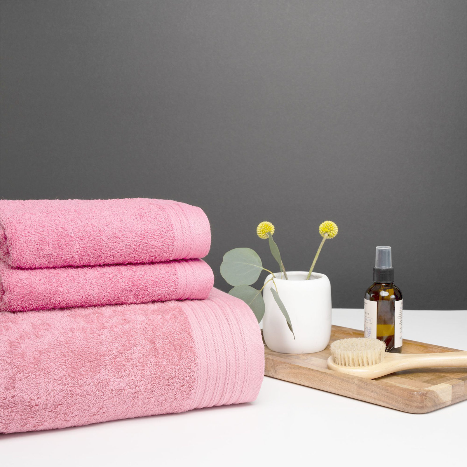 Doncia 8-Piece Cotton Towel Set, Pink Rose