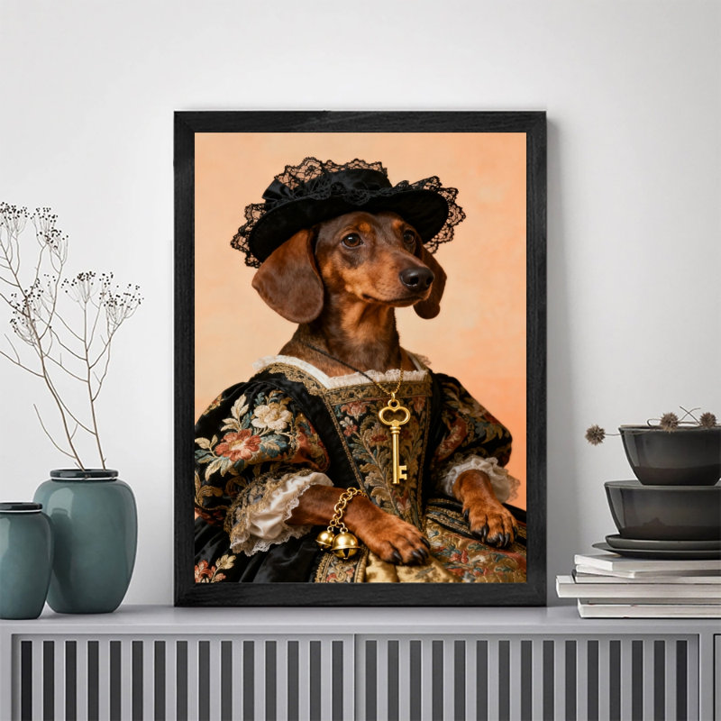 Art encadré noir rétro, un chien élégant et digne, impressions de style rétro, H 11 po x l 9 po