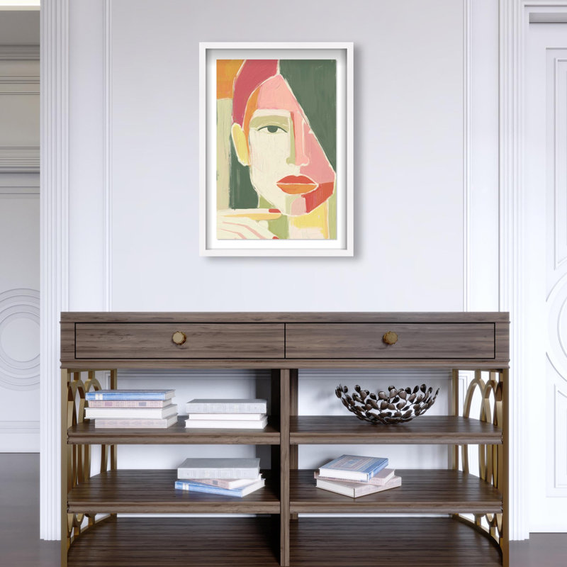 Oliver Gal Looking at You Abstract Portrait - Luxury Shadowbox Framed Wall Art, 31.5" H x 21.5" W, White