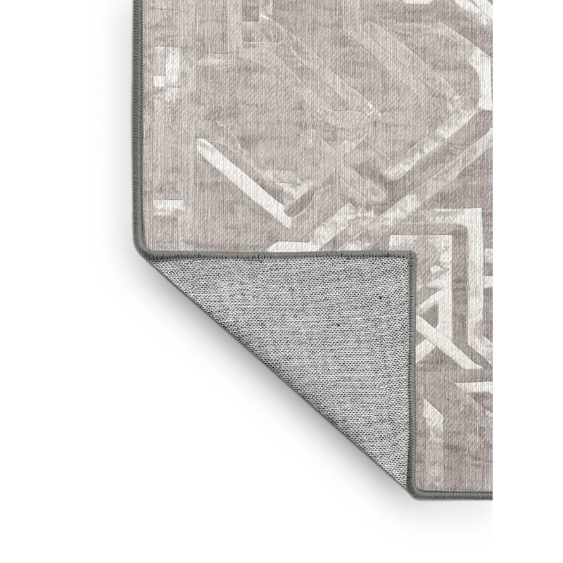 Machine Washable Gray Area Rug, Square 3'