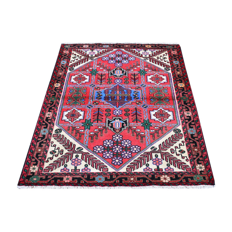 Tapis oriental 3 pi 8 po x 5 pi 3 po Hamadan rouge