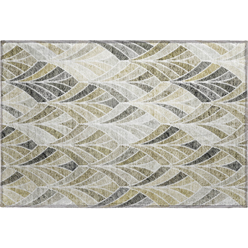 Premium Machine Washable Prisco Taupe Rug, Rectangle 1'8" x 2'6"