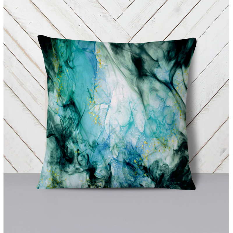 Throw Pillow With Insert, Blue/Black Abstract 6, 20"H x 20"W