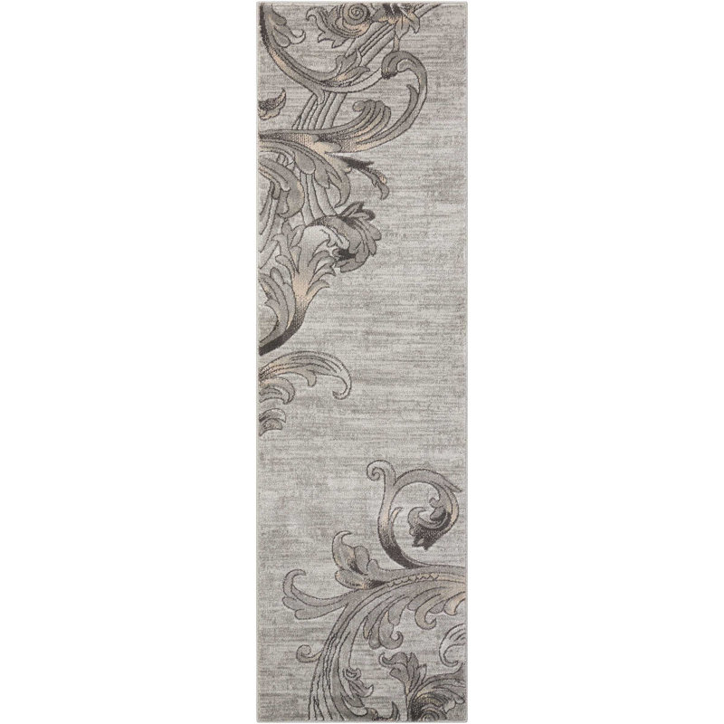 Tapis gris contemporain Ashli, Tapis de couloir 2 pi 2 po x 7 pi 6 po