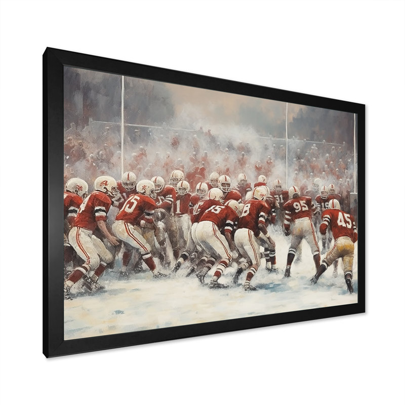 «Red Sporting Gootball» - art mural de football sportif, Cadre d'angle fermé noir, H 12 po x l 20 po x P 1 po