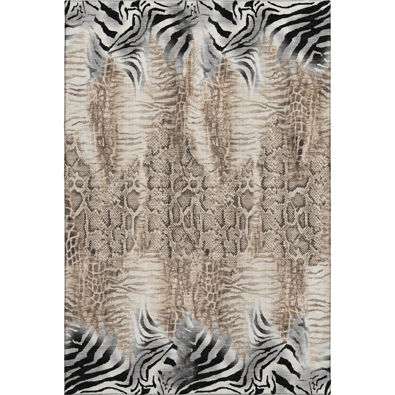 Premium Machine Washable Mayfield  Animal Rug, 3' x 5', Ivory