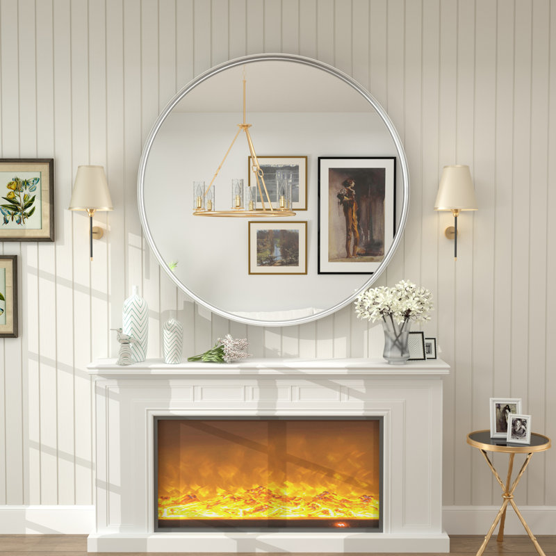 Miroir mural Aevar, 48 po x 48 po, Argent brossé