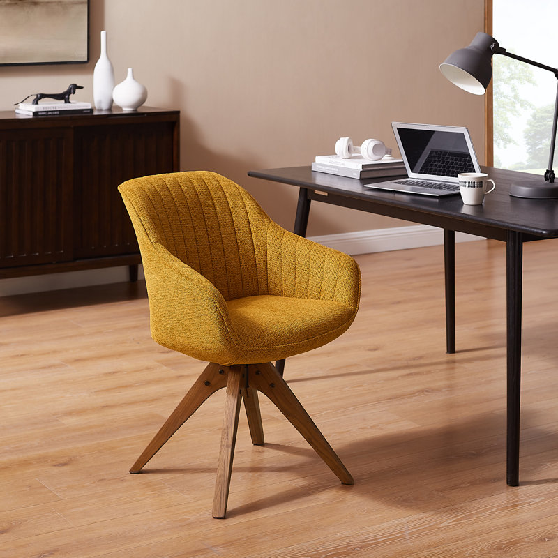 Upholstered Swivel Armchair, Yellow