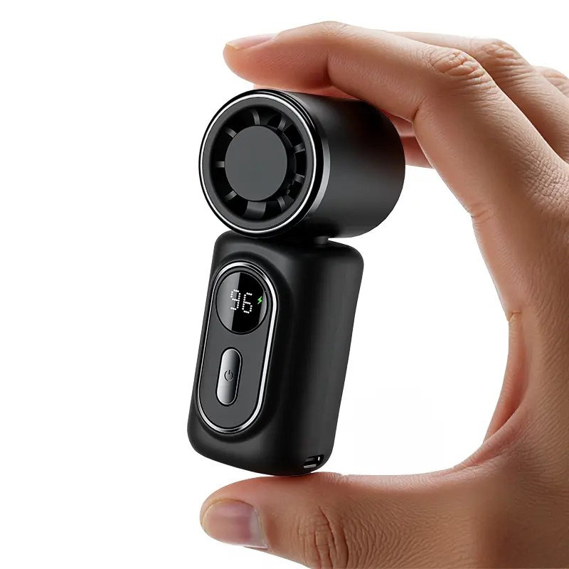 Mini ventilateur portatif à pince 3-en-1 rechargeable 3000 ko / 5 kbndieu avec débit d'air réglable 180, Black
