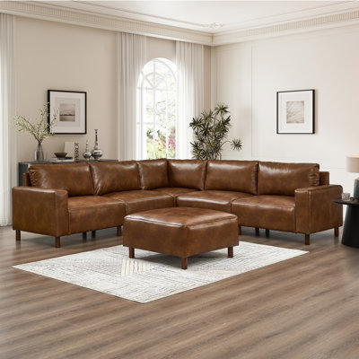 Modern Luxury Sectional Sofa Modular Couch Quality Upholstery Breathable PU Leather