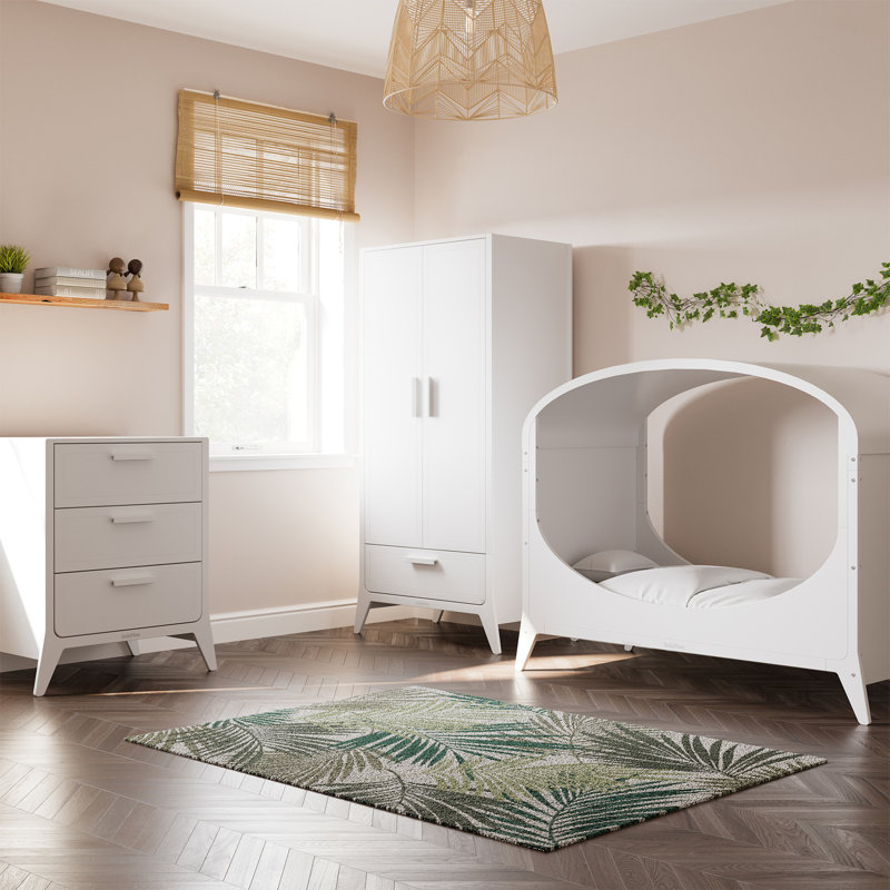 Cot Bed 3-Piece Nursery Furniture Set, White