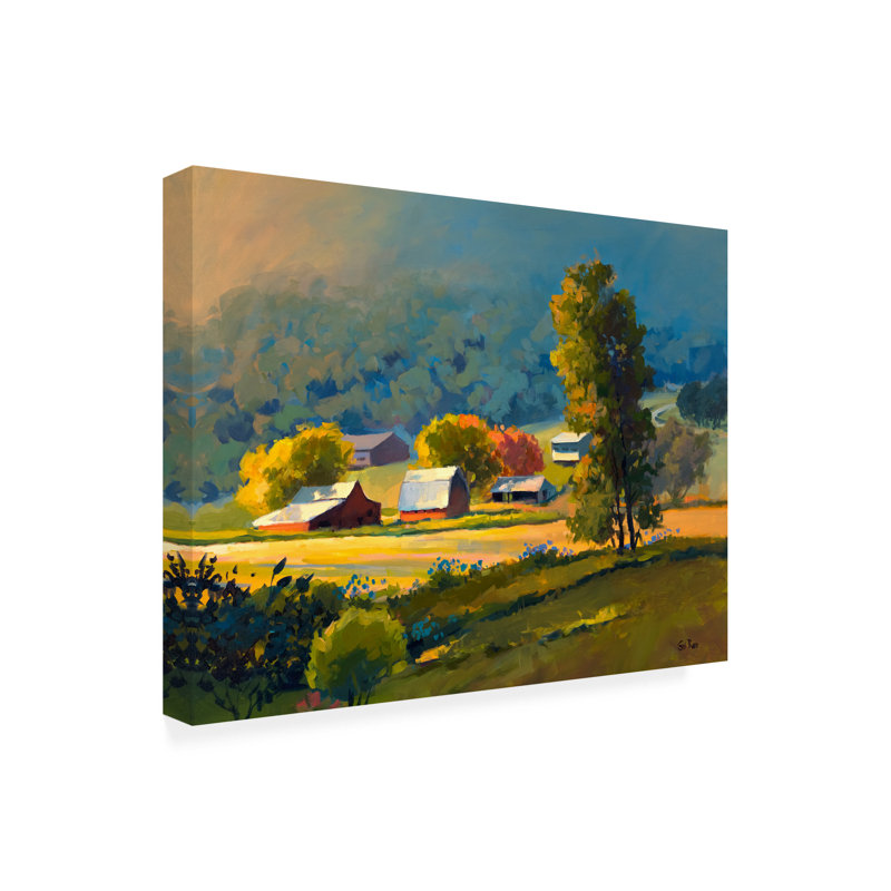 Art sur toile, bolognaise, lever du soleil, H 14 po x l 19 po